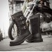 Men Classic Black Biker Boots Metal Buckle Motorcycle Boots