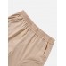 Mens Solid Color Zip Pocket Casual Elastic Waist Shorts