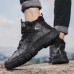 Men Microfiber Leather Breathable Soft Sole Non Slip Closed Toe Lace Up Leisure Boots