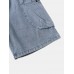 Men Denim Double Pocket Drawstring Wide Legged Jeans Shorts