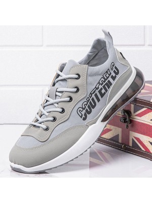 Men Brief Non Slip Letter Printing Patchwork Soft Sole Casual Sneakers