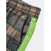 Mens Plaid Cotton Side Patchwork Drawstring Elastic Waist Jogger Pants With Pocket