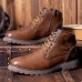 Men Retro British Style High  top Slip Resistant Side  zip Martin Boots