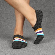 Men Combed Cotton Athletic Socks with Silicone Slip Outdoor Stripe Deodorization Ankle Sock