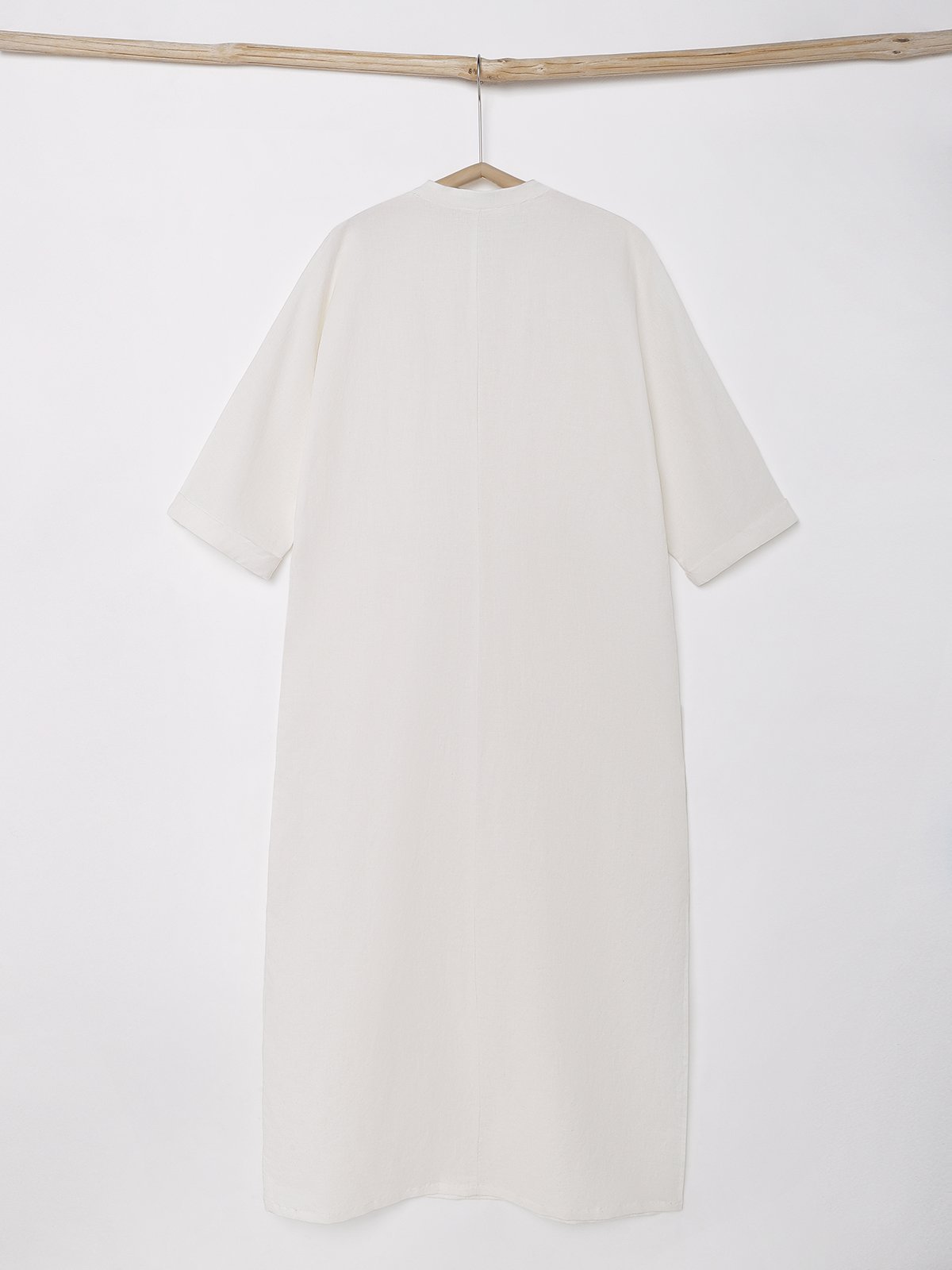 Cotton And Linen V Neck Slit Long Sleeve Maxi Dress Cotton And Linen V Neck Slit Long Sleeve Maxi Dress