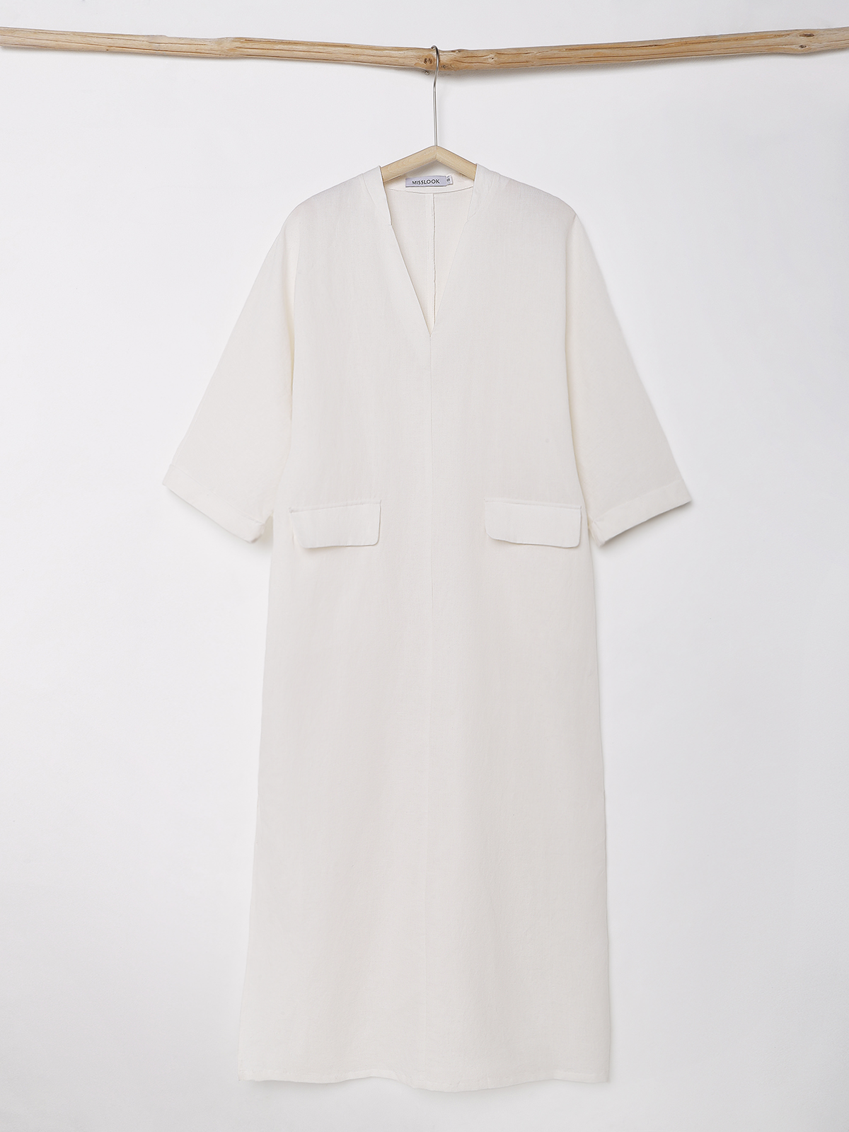 Cotton And Linen V Neck Slit Long Sleeve Maxi Dress Cotton And Linen V Neck Slit Long Sleeve Maxi Dress