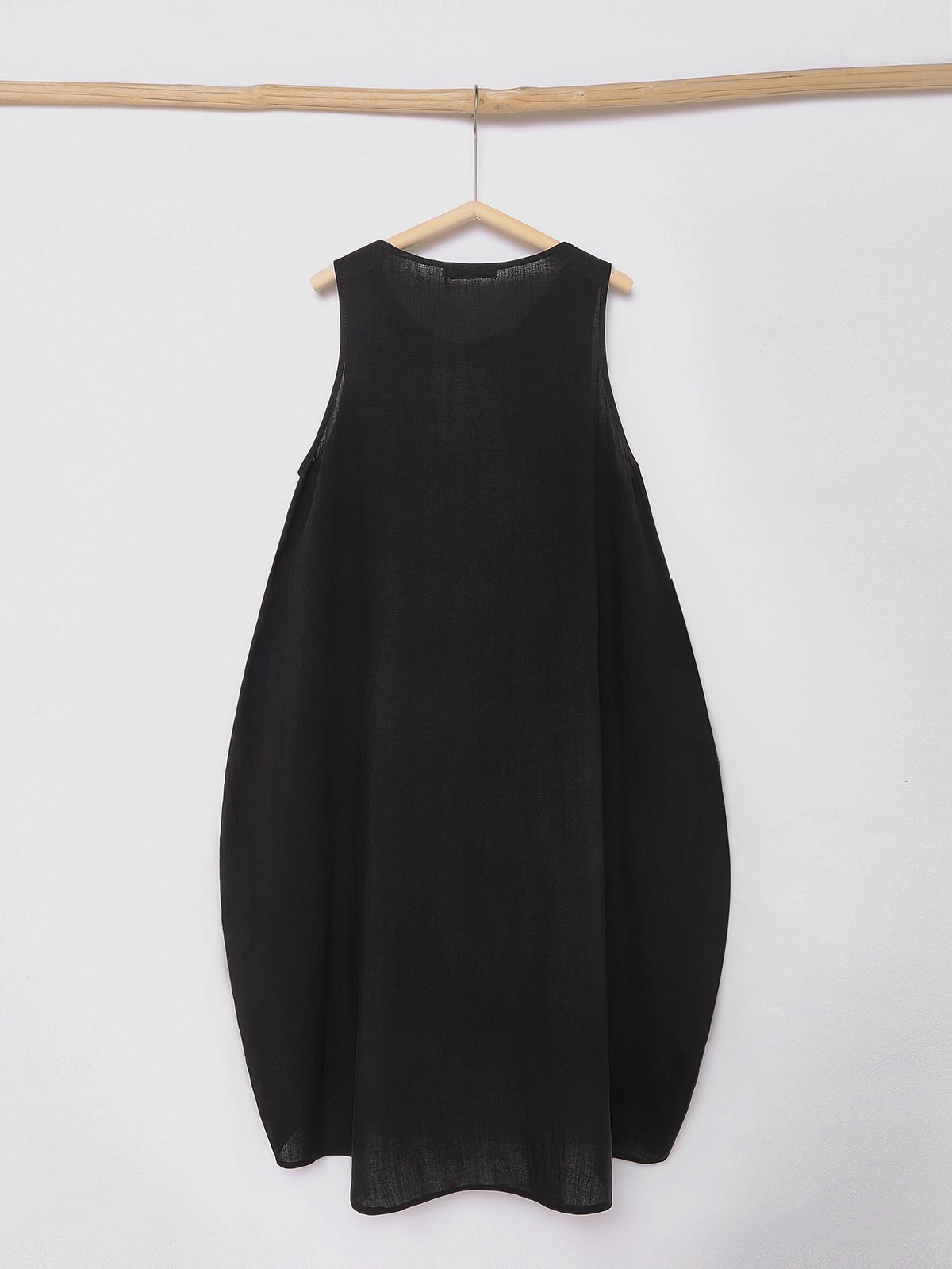 Cotton And Linen Crew Neck Plain Sleeveless Mini Dress Cotton And Linen Crew Neck Plain Sleeveless Mini Dress