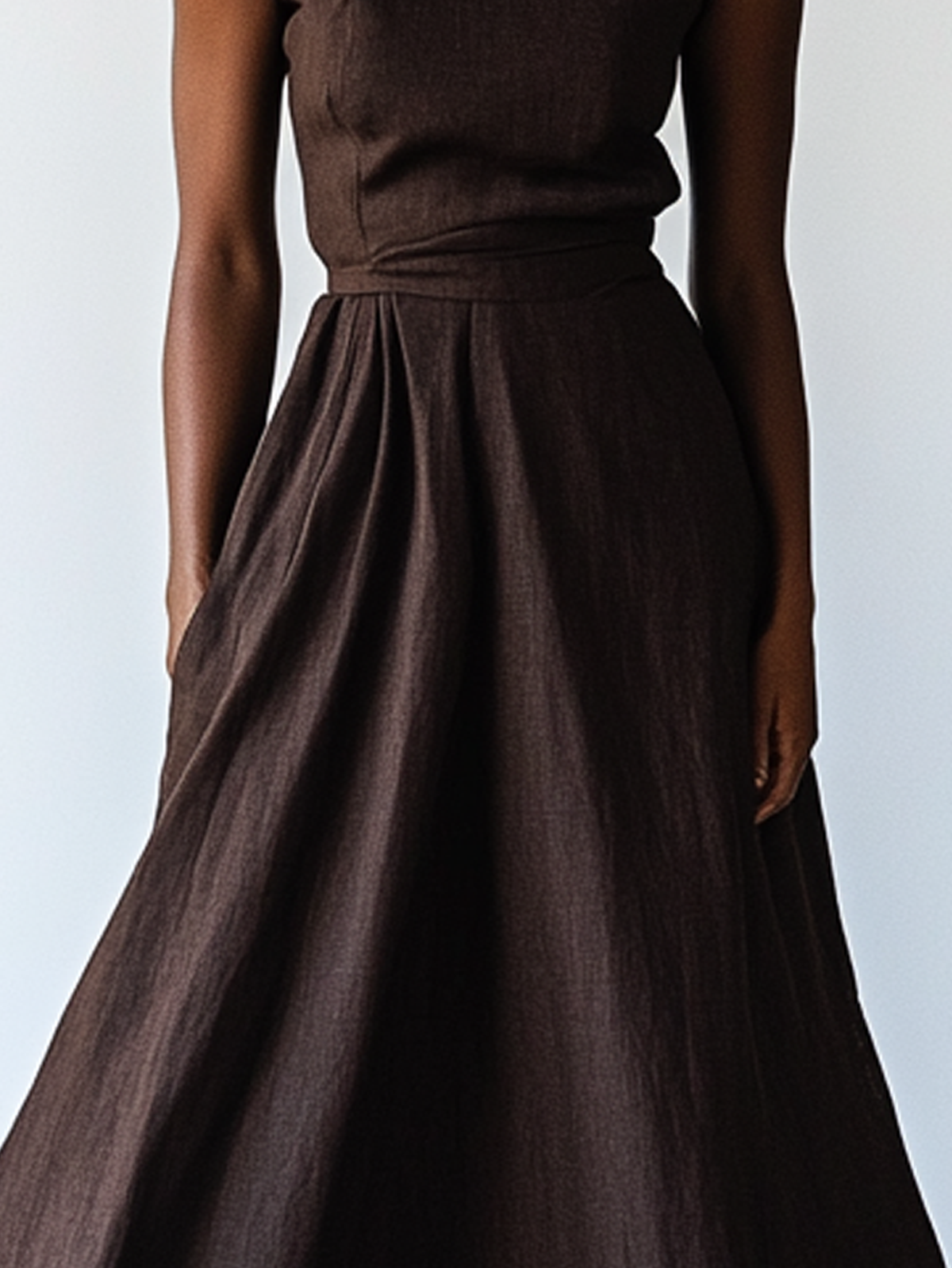 Cotton And Linen Crew Neck Plain Sleeveless Maxi Dress Cotton And Linen Crew Neck Plain Sleeveless Maxi Dress