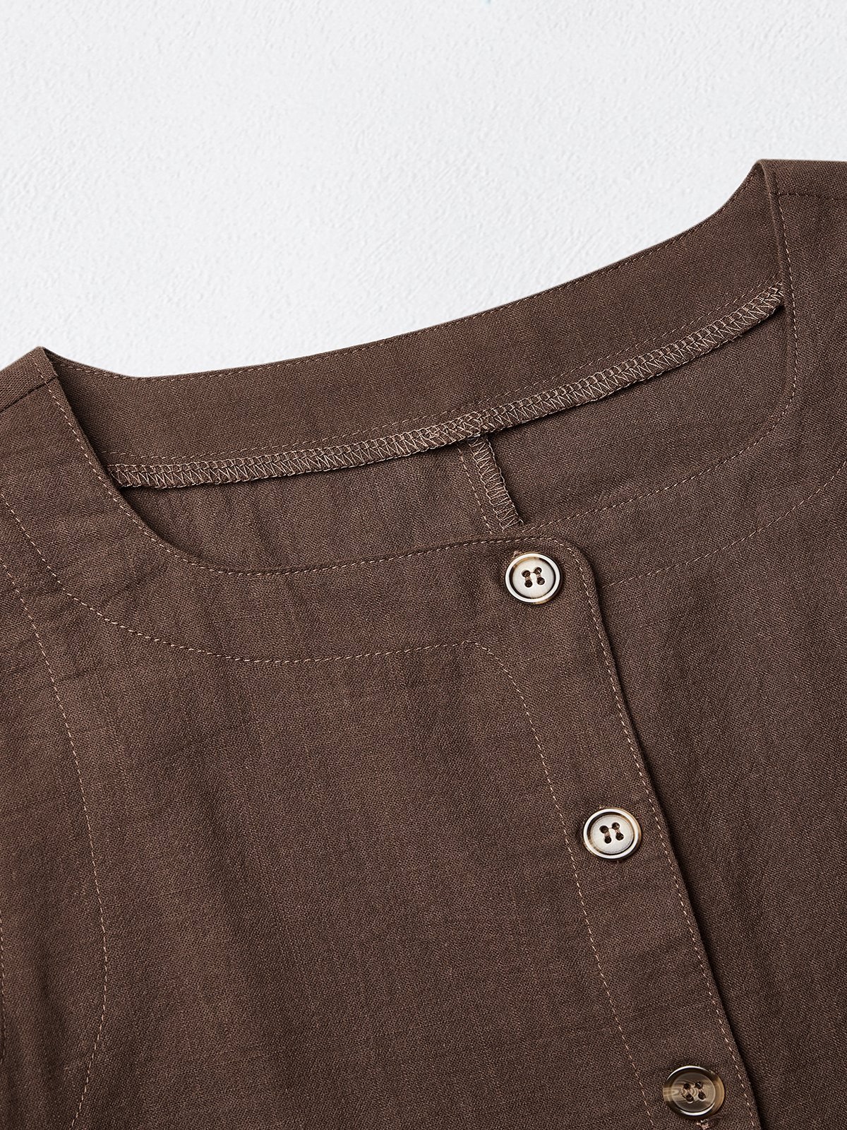 Cotton And Linen Plain Sleeveless Top With Skirt Two-piece Set Cotton And Linen Plain Sleeveless Top With Skirt Two-piece Set
