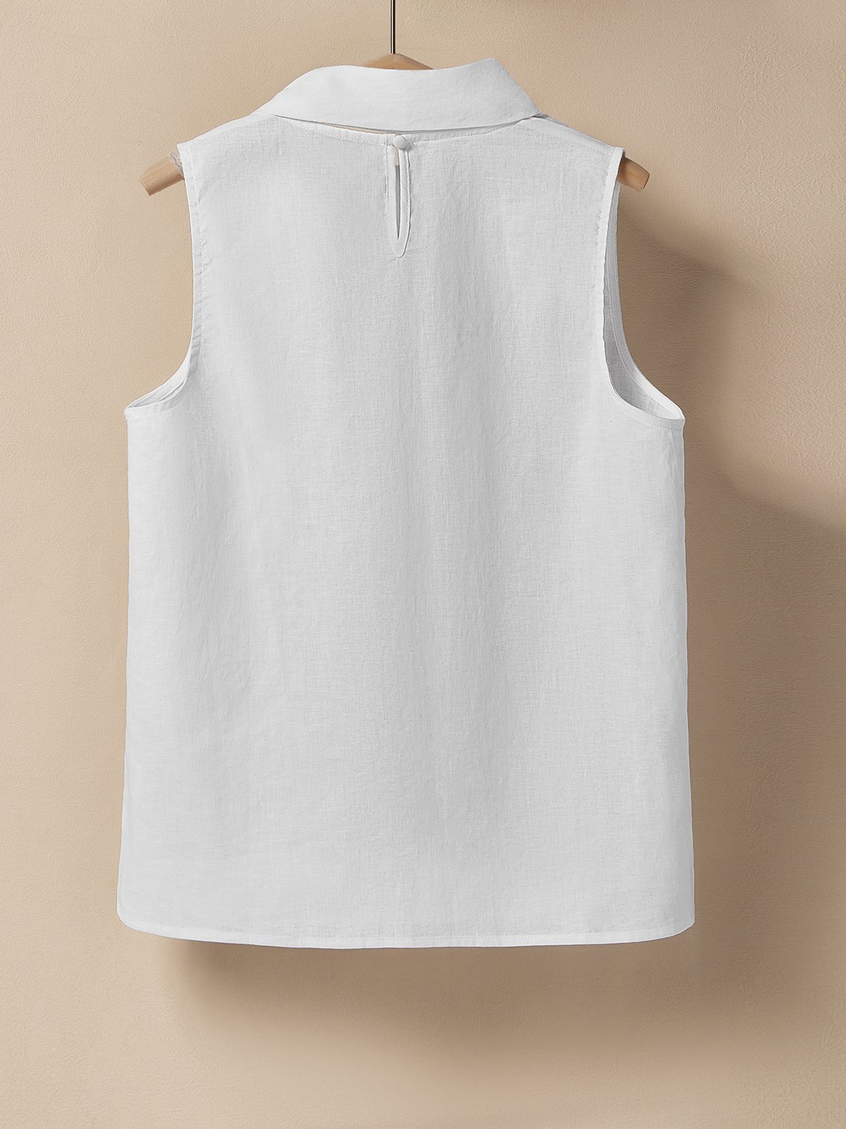 Linen Crew Neck Plain Knot Design Sleeveless Tank Top Linen Crew Neck Plain Knot Design Sleeveless Tank Top