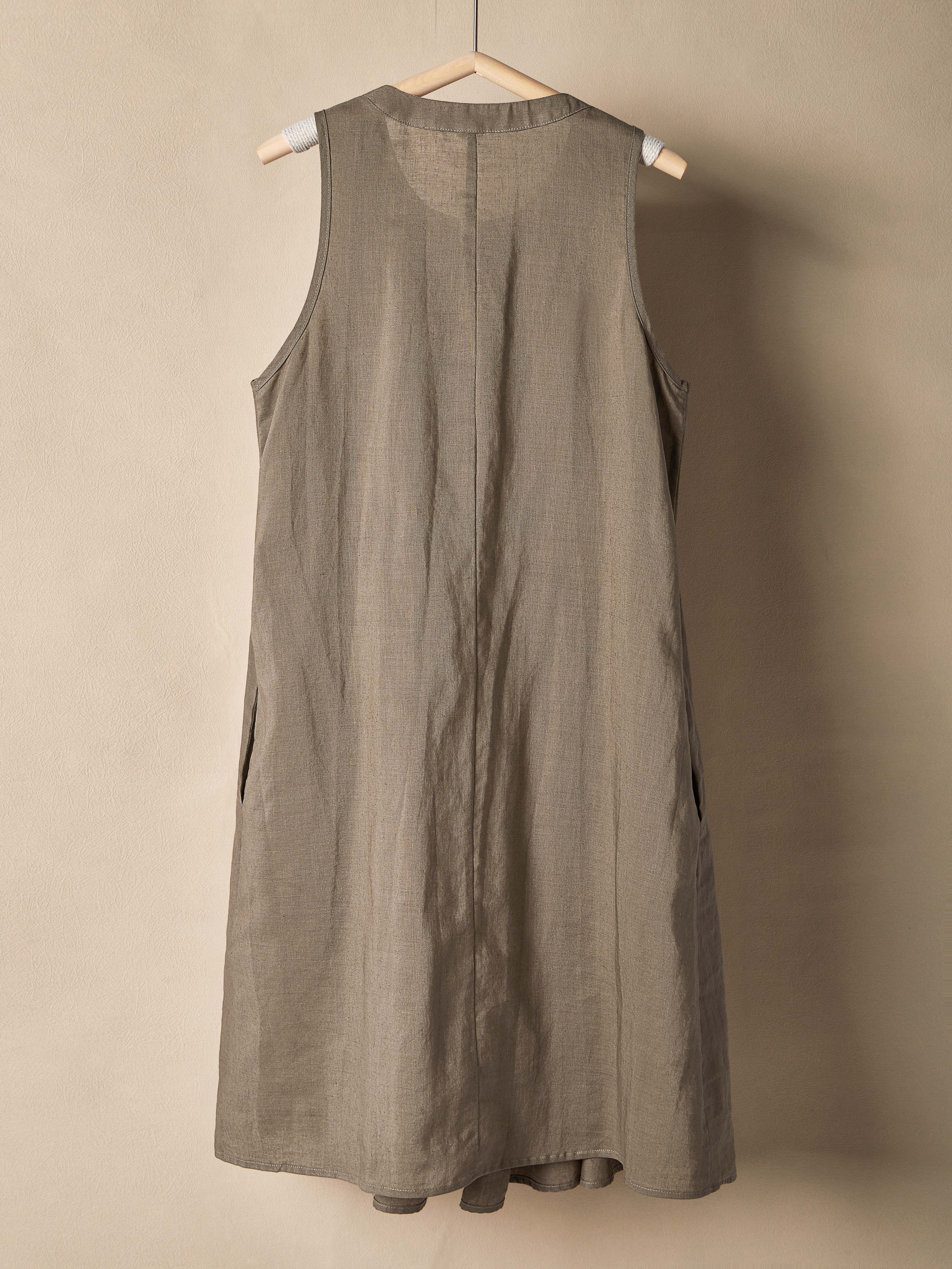 Cotton And Linen Crew Neck Plain Sleeveless Mini Dress Cotton And Linen Crew Neck Plain Sleeveless Mini Dress