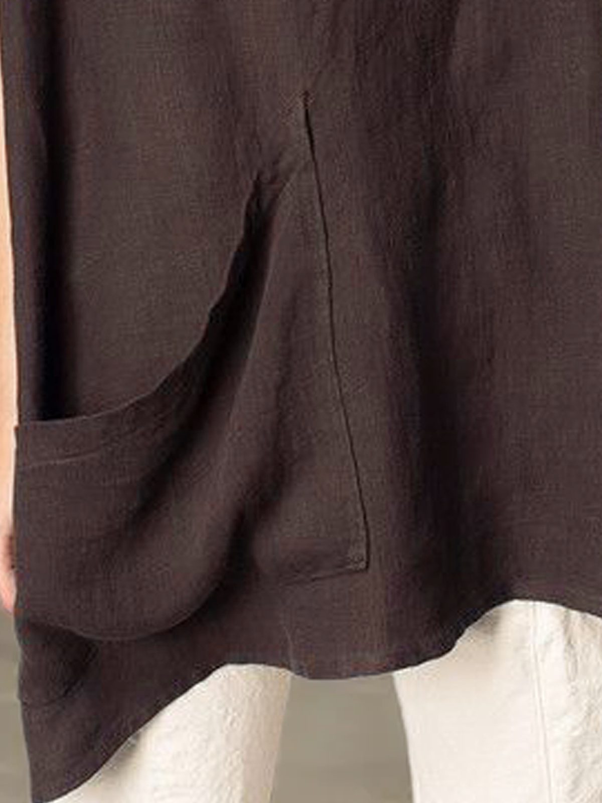Cotton And Linen Crew Neck Plain Short Sleeve Blouse Cotton And Linen Crew Neck Plain Short Sleeve Blouse