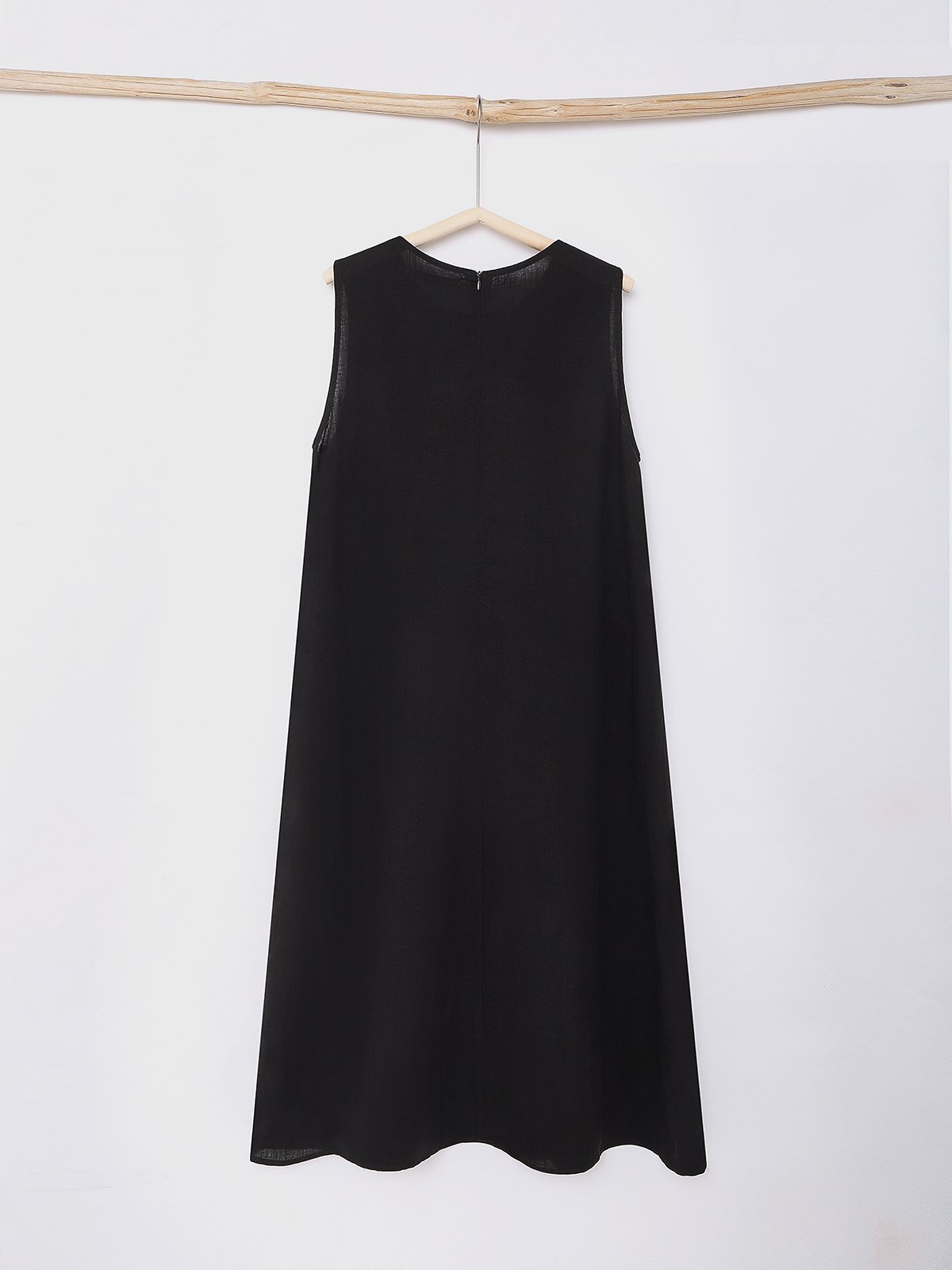 Cotton And Linen Crew Neck Plain Sleeveless Mini Dress Cotton And Linen Crew Neck Plain Sleeveless Mini Dress