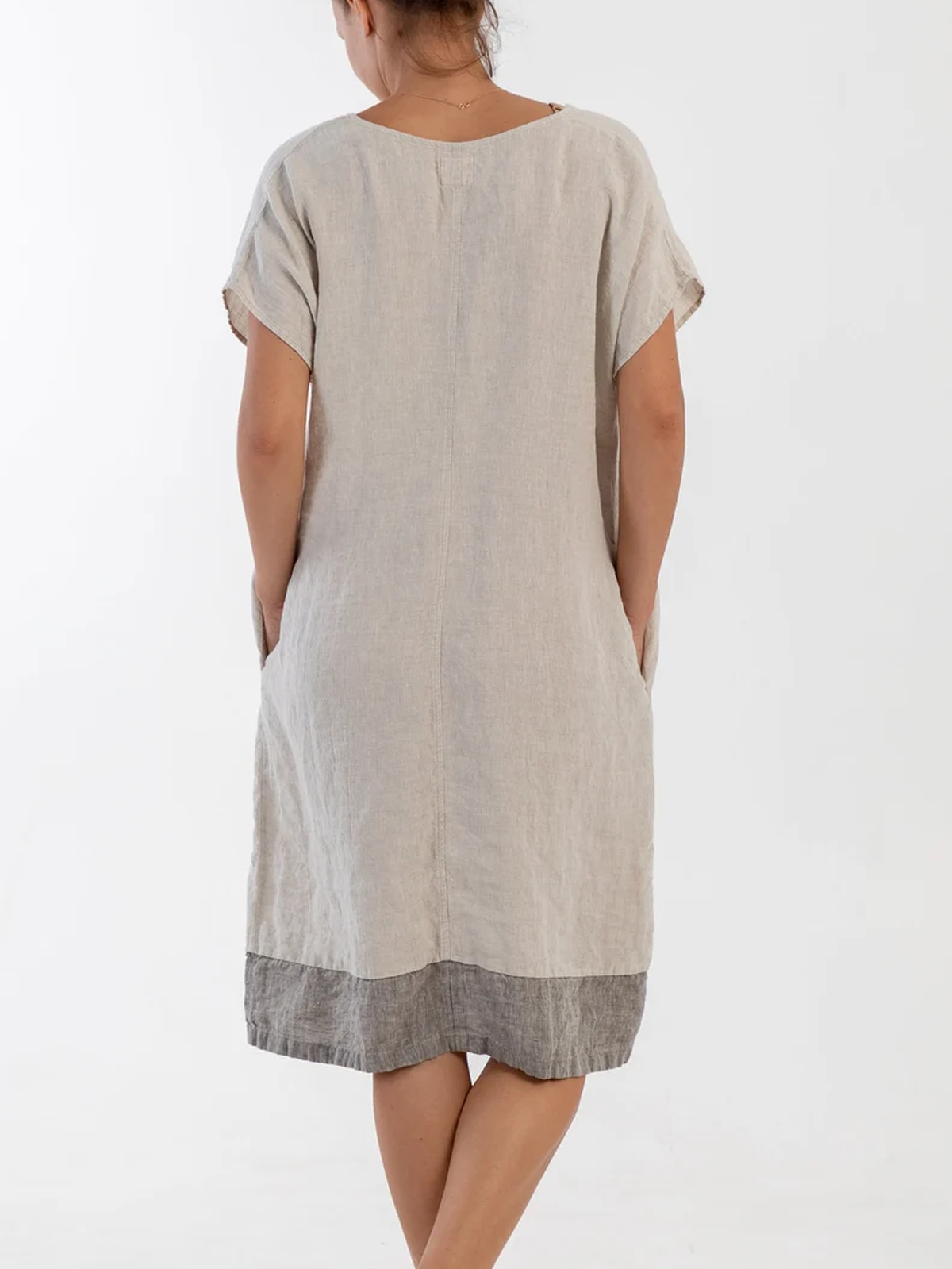 Cotton And Linen Crew Neck Plain Short Sleeve Mini Dress Cotton And Linen Crew Neck Plain Short Sleeve Mini Dress