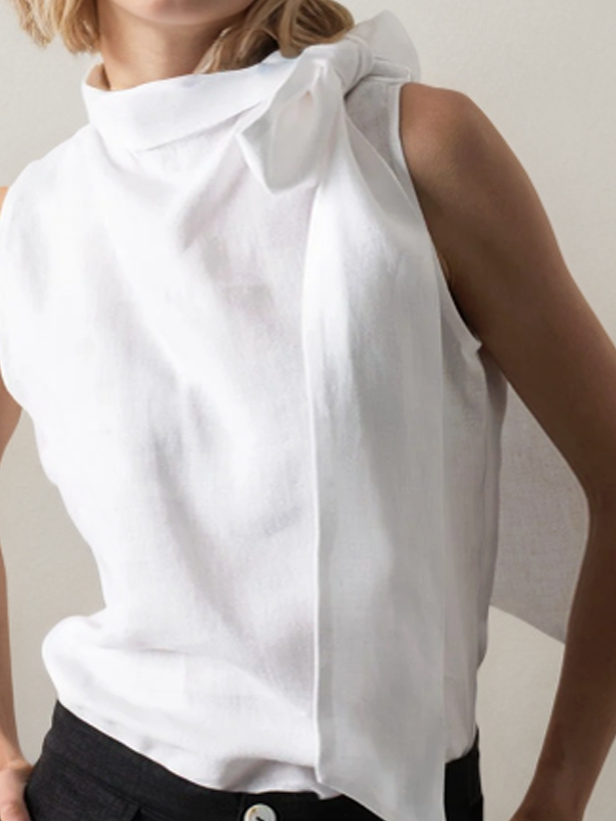 Linen Crew Neck Plain Knot Design Sleeveless Tank Top Linen Crew Neck Plain Knot Design Sleeveless Tank Top
