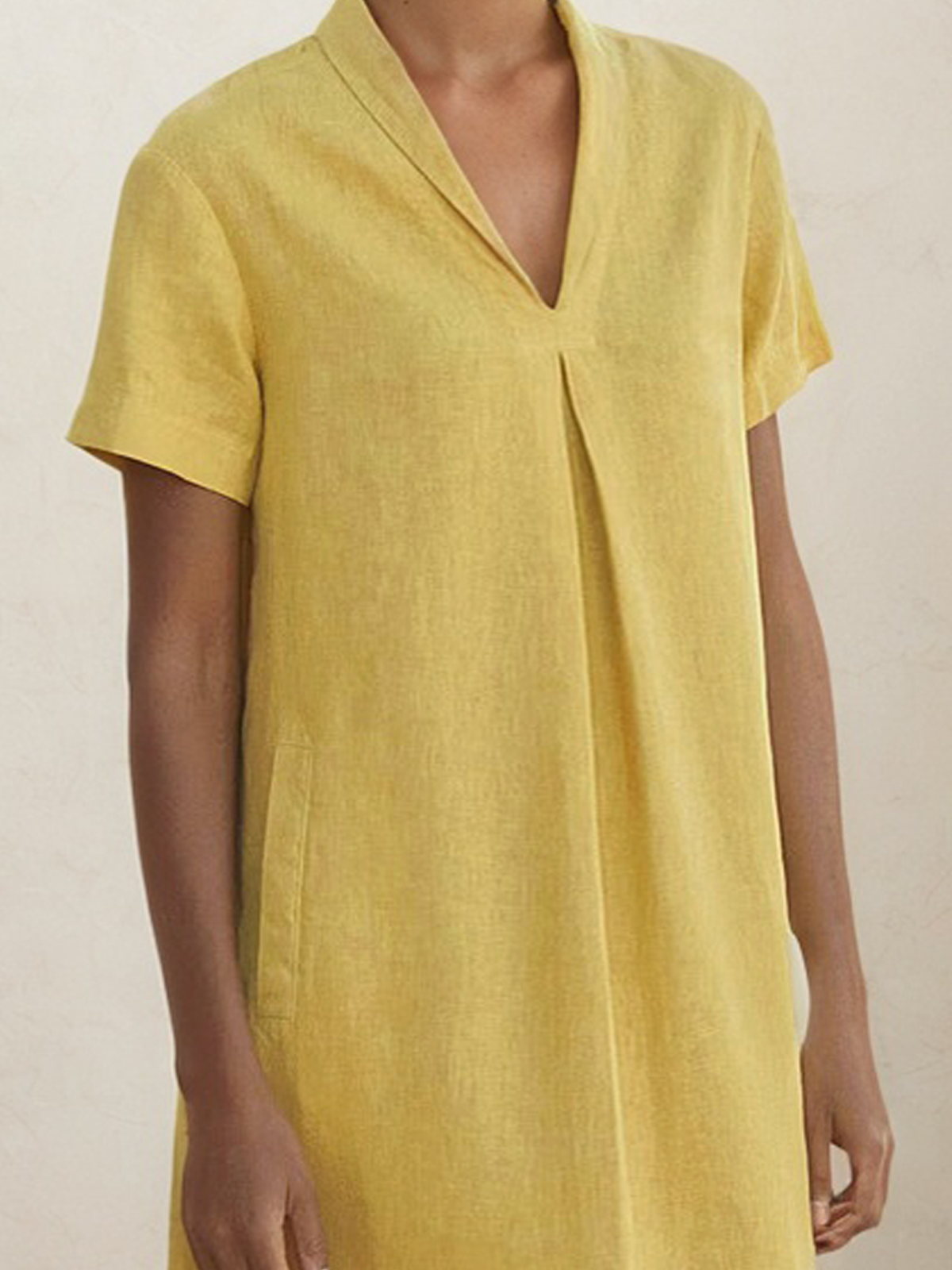 Linen Shawl Collar Plain Short Sleeve Mini Dress Linen Shawl Collar Plain Short Sleeve Mini Dress