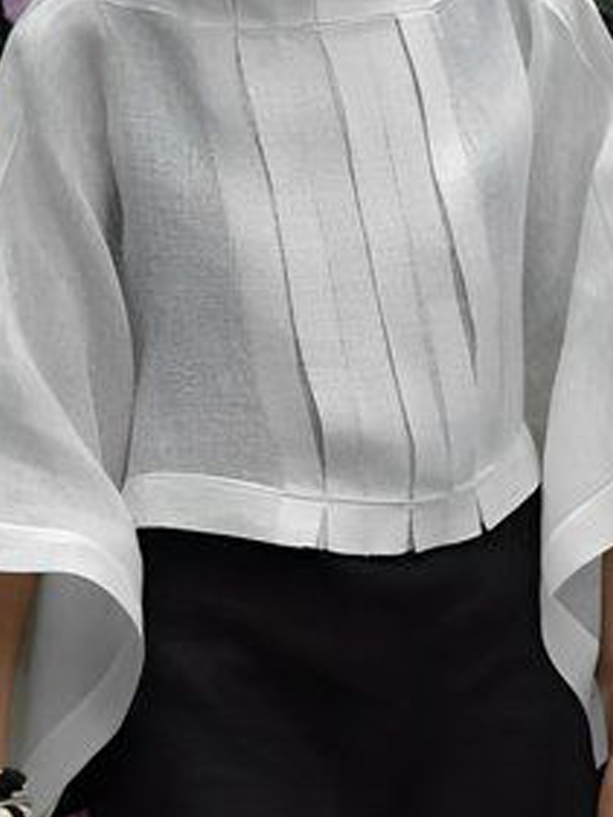 Linen Crew Neck Plain Long Sleeve Blouse Linen Crew Neck Plain Long Sleeve Blouse