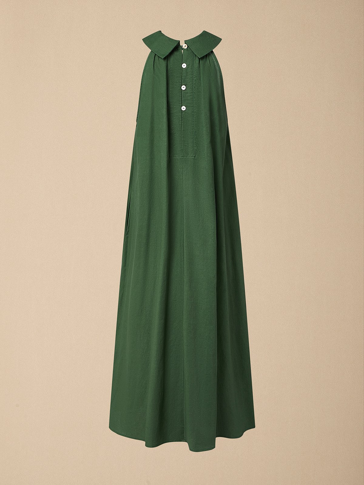 Linen Halter Plain Sleeveless Maxi Dress Linen Halter Plain Sleeveless Maxi Dress