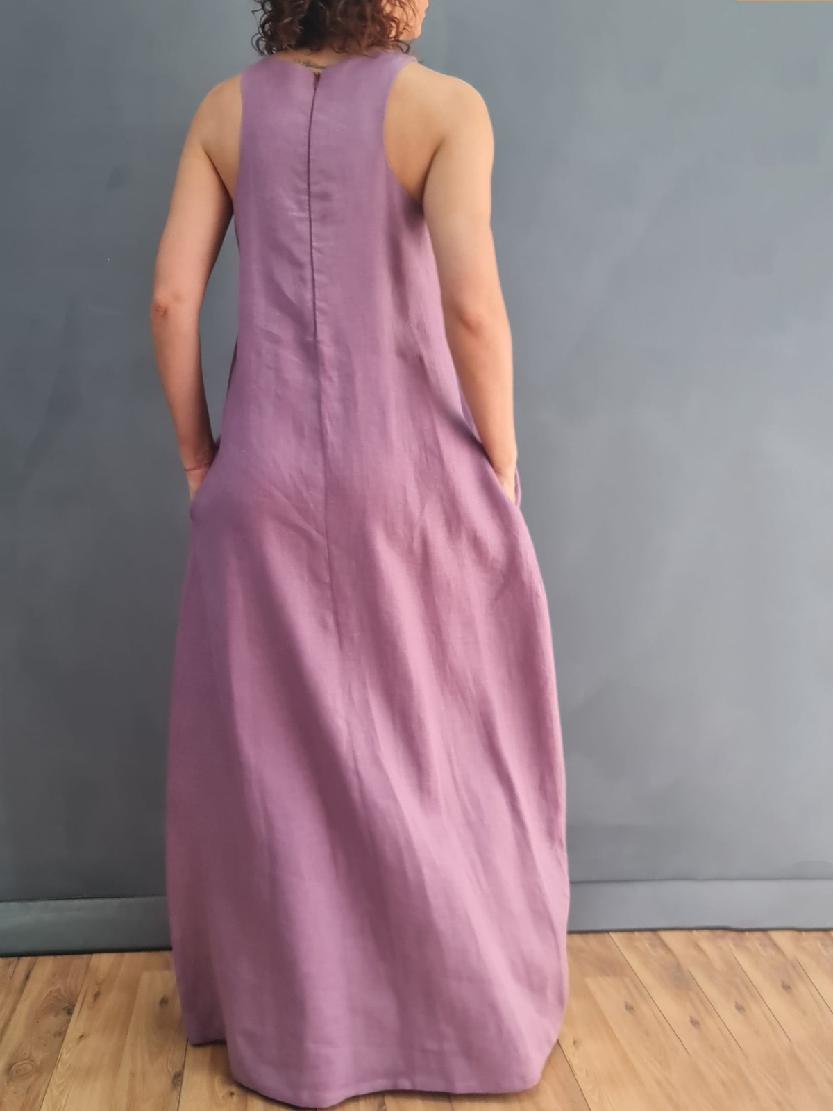 Cotton And Linen Crew Neck Plain Sleeveless Maxi Dress Cotton And Linen Crew Neck Plain Sleeveless Maxi Dress