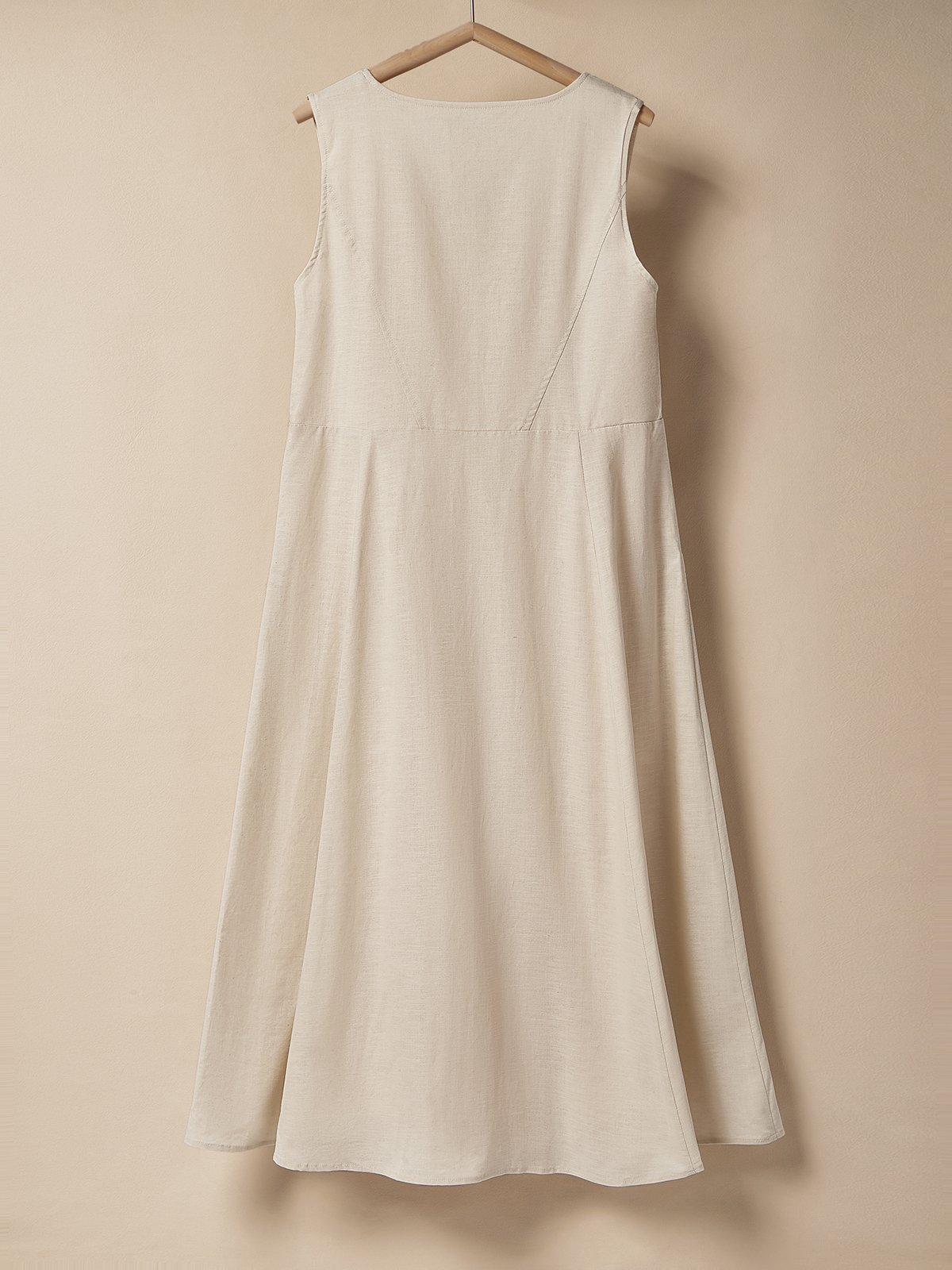 Cotton And Linen Crew Neck Plain Sleeveless Maxi Dress Cotton And Linen Crew Neck Plain Sleeveless Maxi Dress