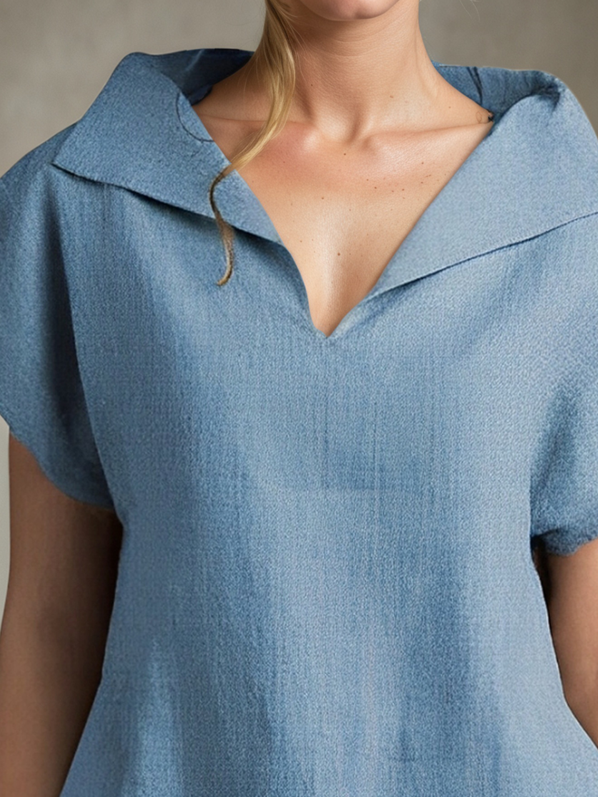 Linen Shawl Collar Plain Short Sleeve Blouse Linen Shawl Collar Plain Short Sleeve Blouse