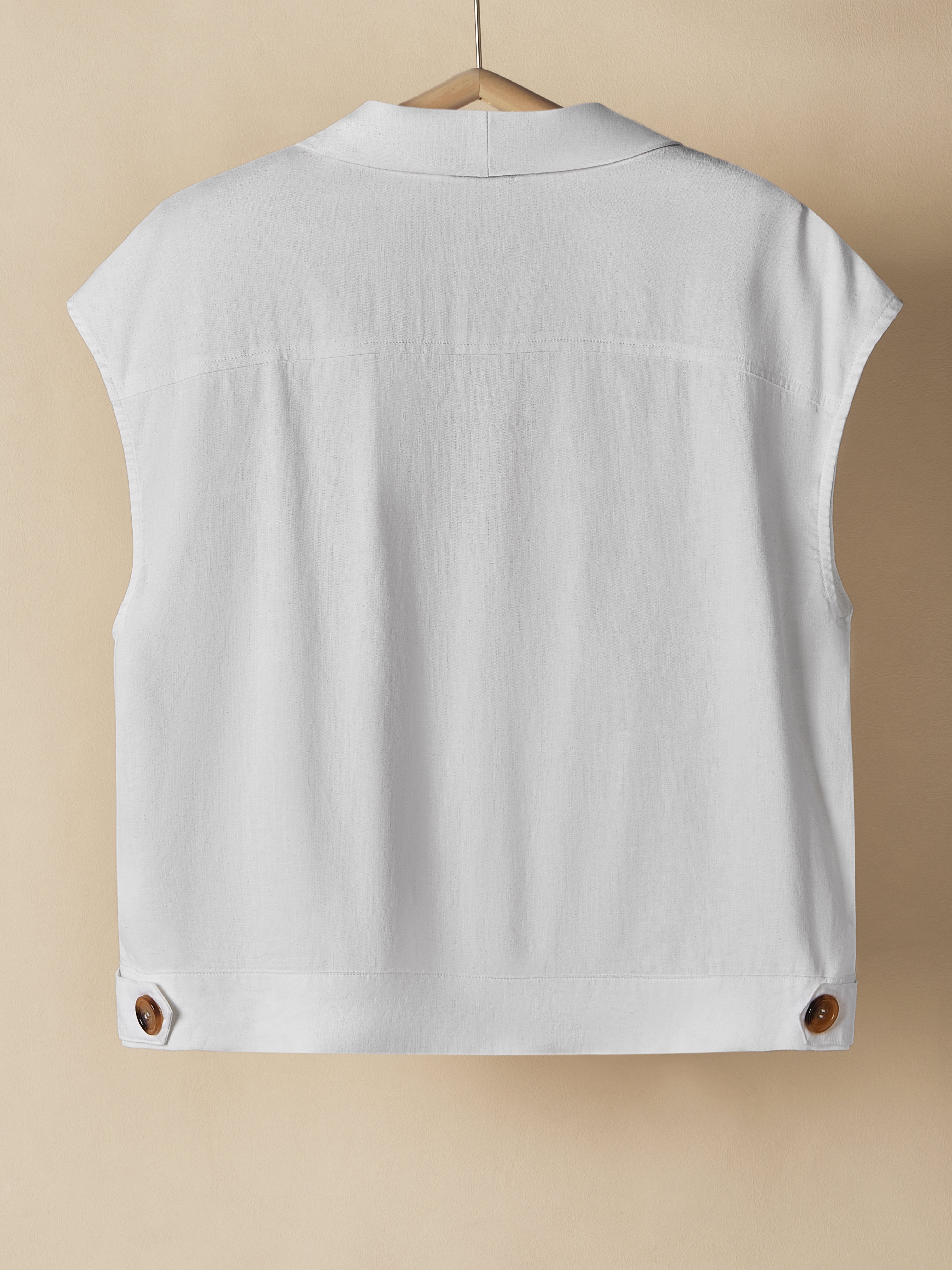 Linen V-neck Plain Sleeveless Tank Top Linen V-neck Plain Sleeveless Tank Top