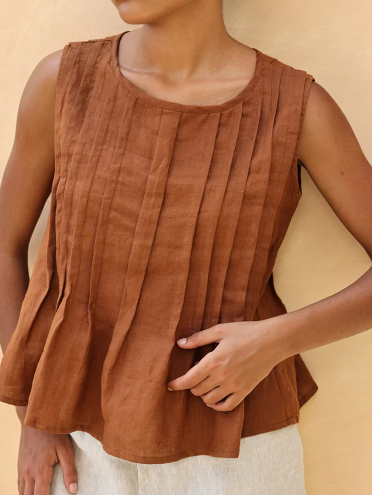Cotton And Linen Crew Neck Plain Sleeveless Tank Top Cotton And Linen Crew Neck Plain Sleeveless Tank Top