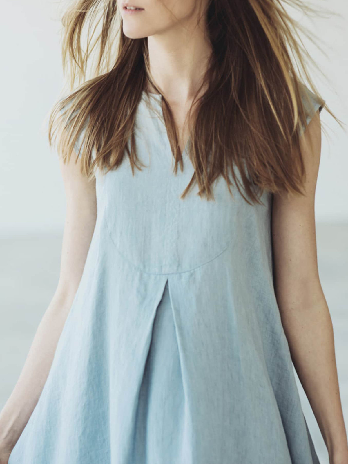 Cotton And Linen Crew Neck Plain Sleeveless Mini Dress Cotton And Linen Crew Neck Plain Sleeveless Mini Dress