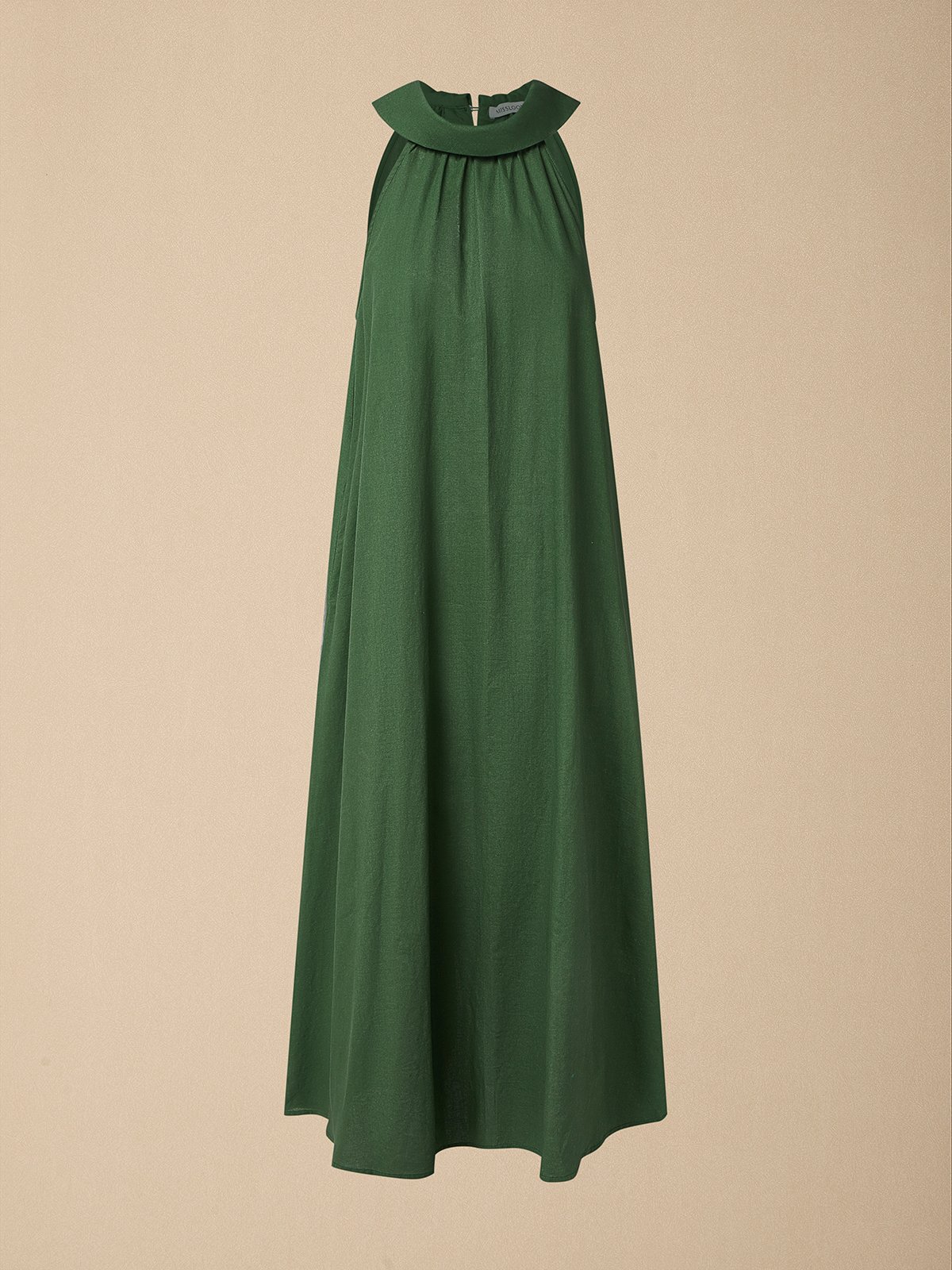 Linen Halter Plain Sleeveless Maxi Dress Linen Halter Plain Sleeveless Maxi Dress