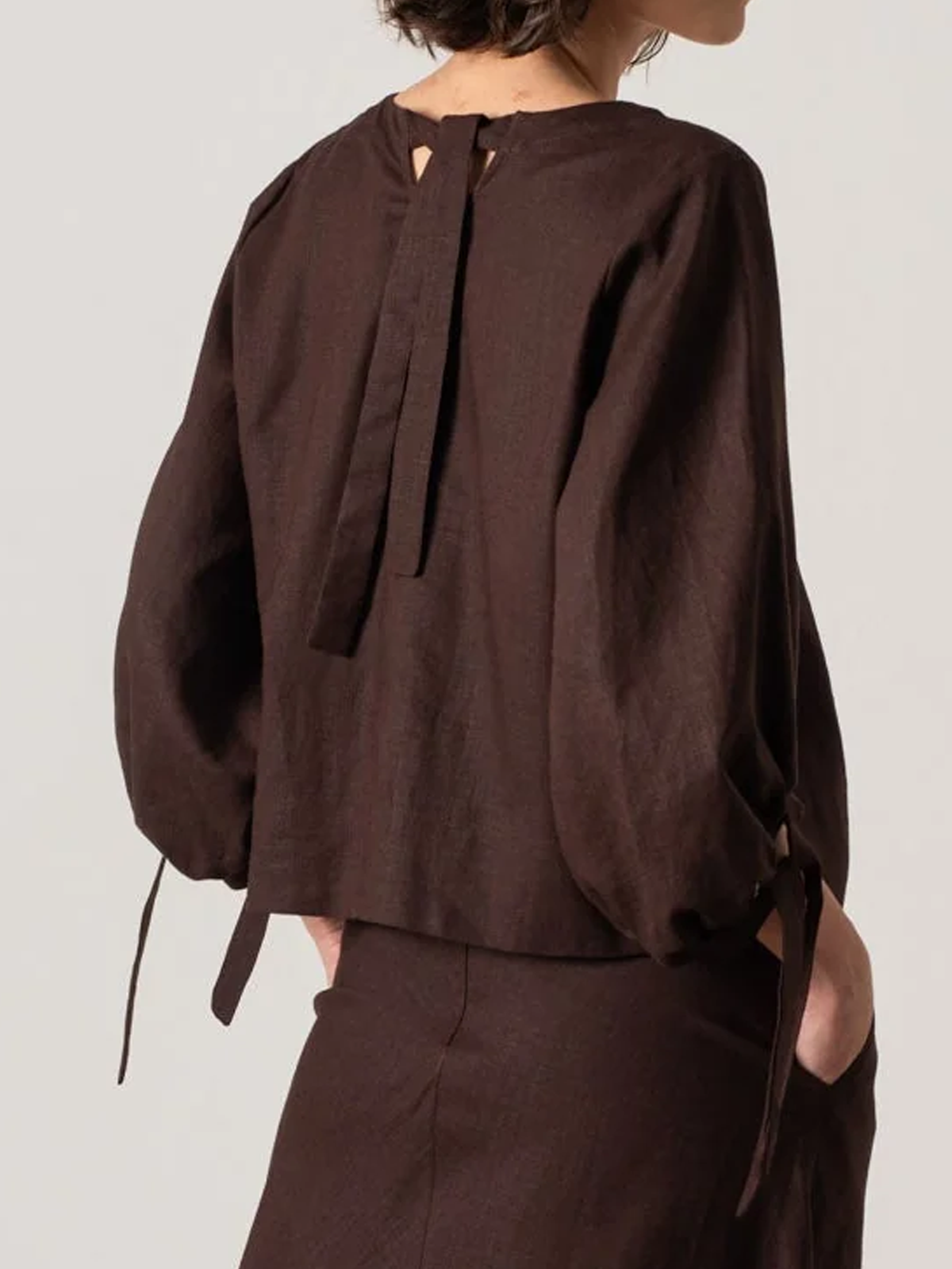 Linen Crew Neck Plain Long Sleeve Blouse Linen Crew Neck Plain Long Sleeve Blouse