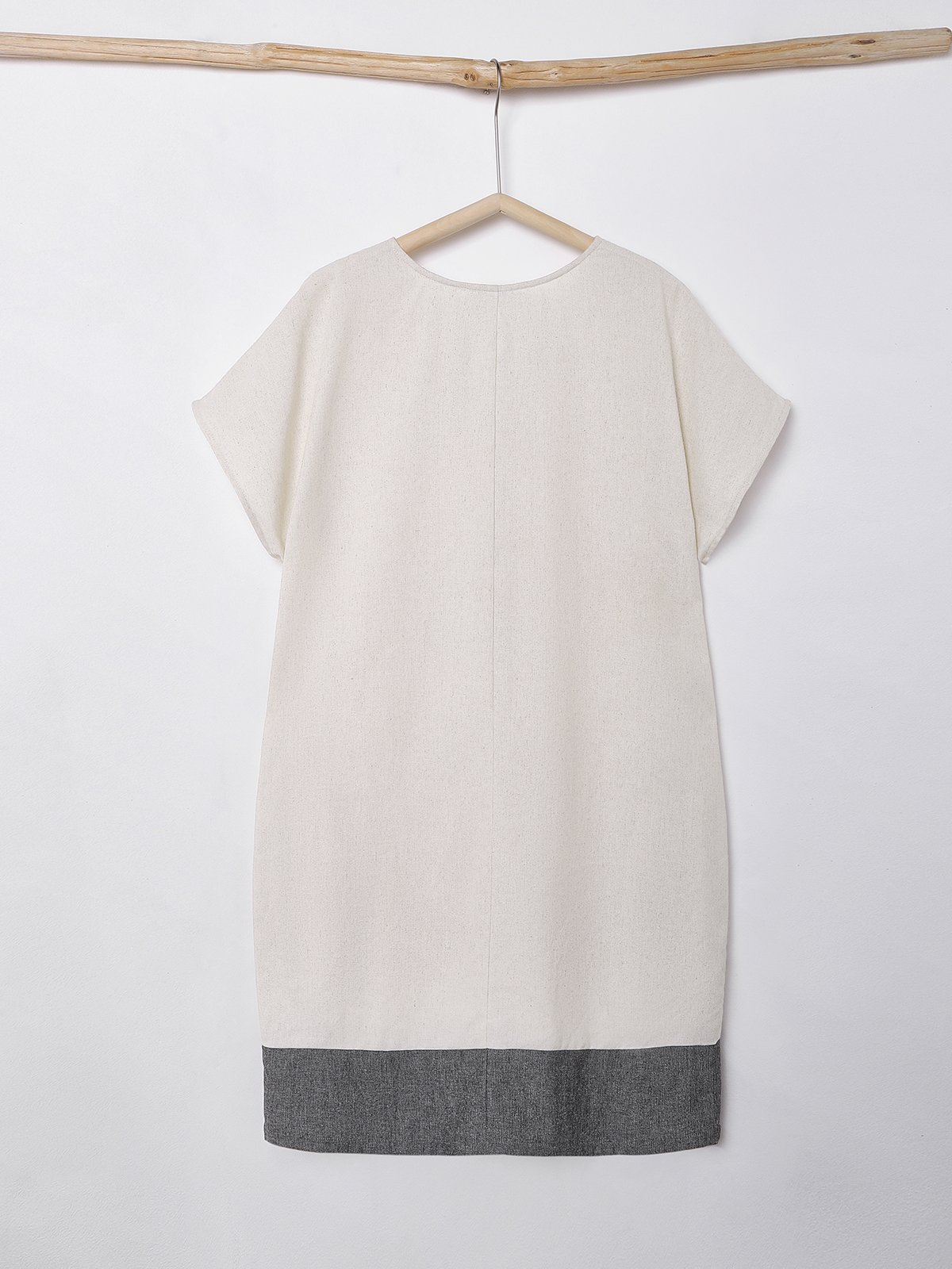 Cotton And Linen Crew Neck Plain Short Sleeve Mini Dress Cotton And Linen Crew Neck Plain Short Sleeve Mini Dress